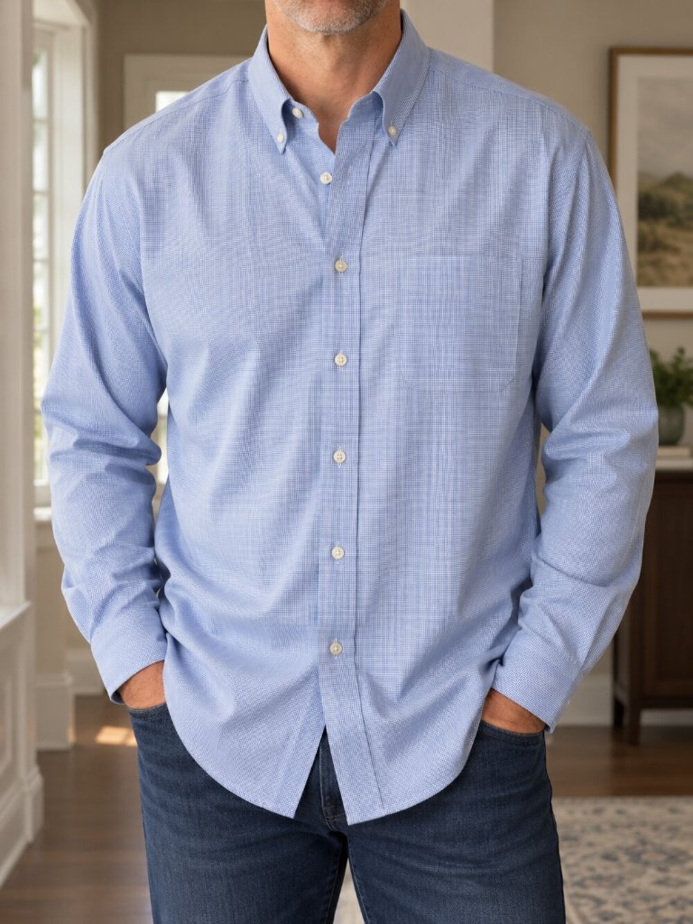Eddie Bauer Men's 3XLT Blue Wrinkle Free Button Down Shirt - Picture 1 of 4